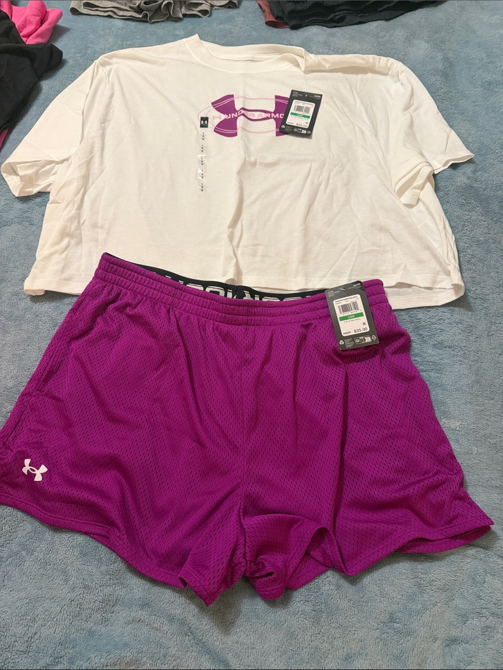Under Armour Women's Magenta Mesh Athletic Shorts